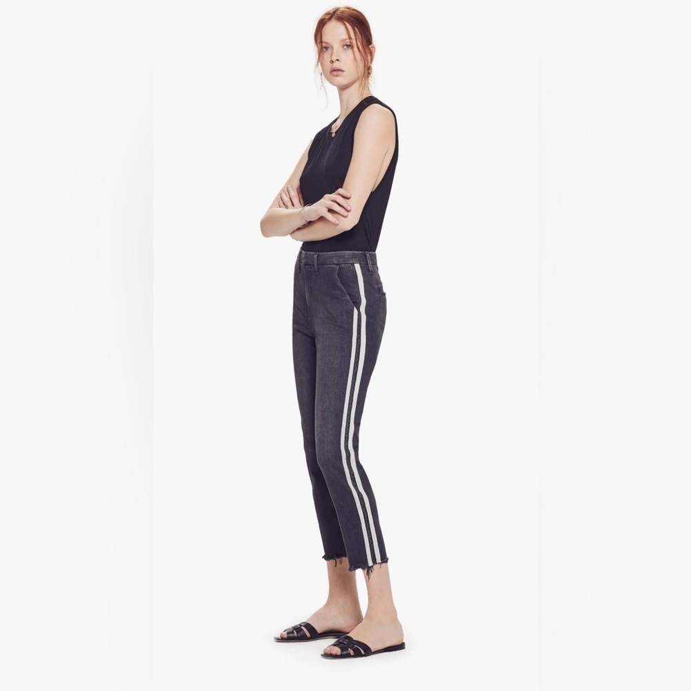 MOTHER The Shaker Prep Fray in Dear Mr. Black Racer Jeans Sz 28